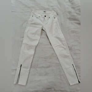 PAIGE White Denim Zipper Pants